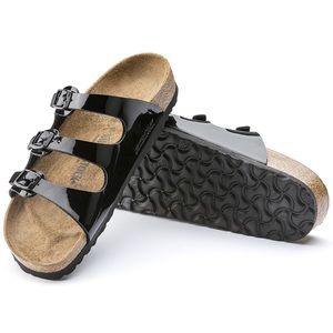 Birkenstock Black Patent Florida Birko-Flor Sandals